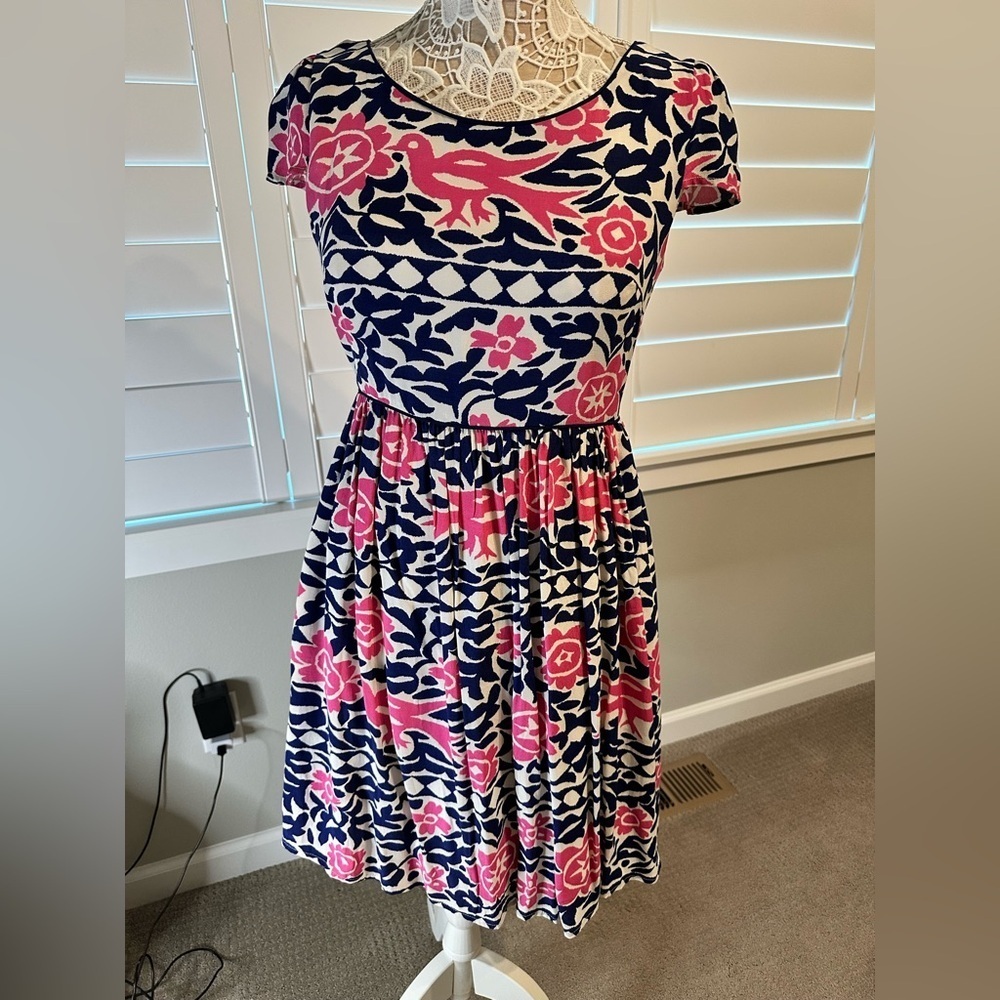 Anthropologie Pink Midi Sundress Crew Neck